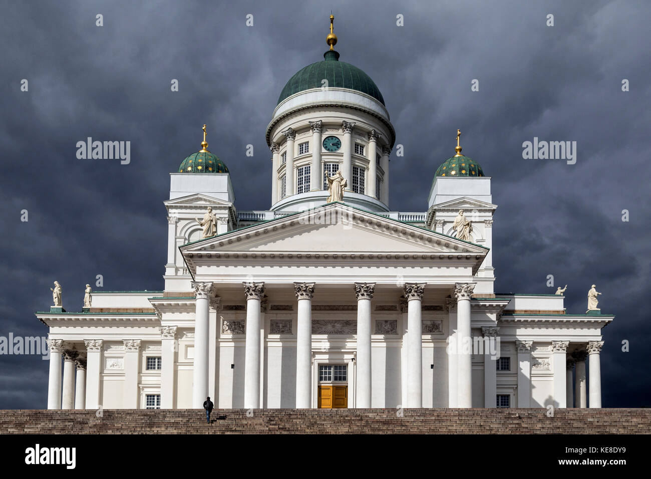 Helsinki Cathedral in Senate Square in Helsinki, Finland. The church was built between 1830-1852 as a tribute to the Grand Duke of Finland, Tsar Nicho Stock Photo