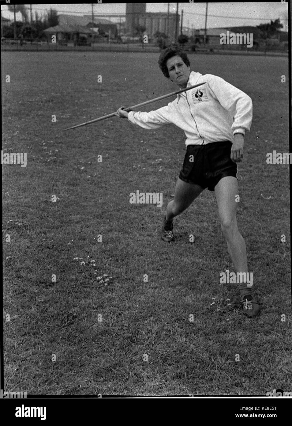 37691 June Heath javelin thrower Stock Photo Alamy