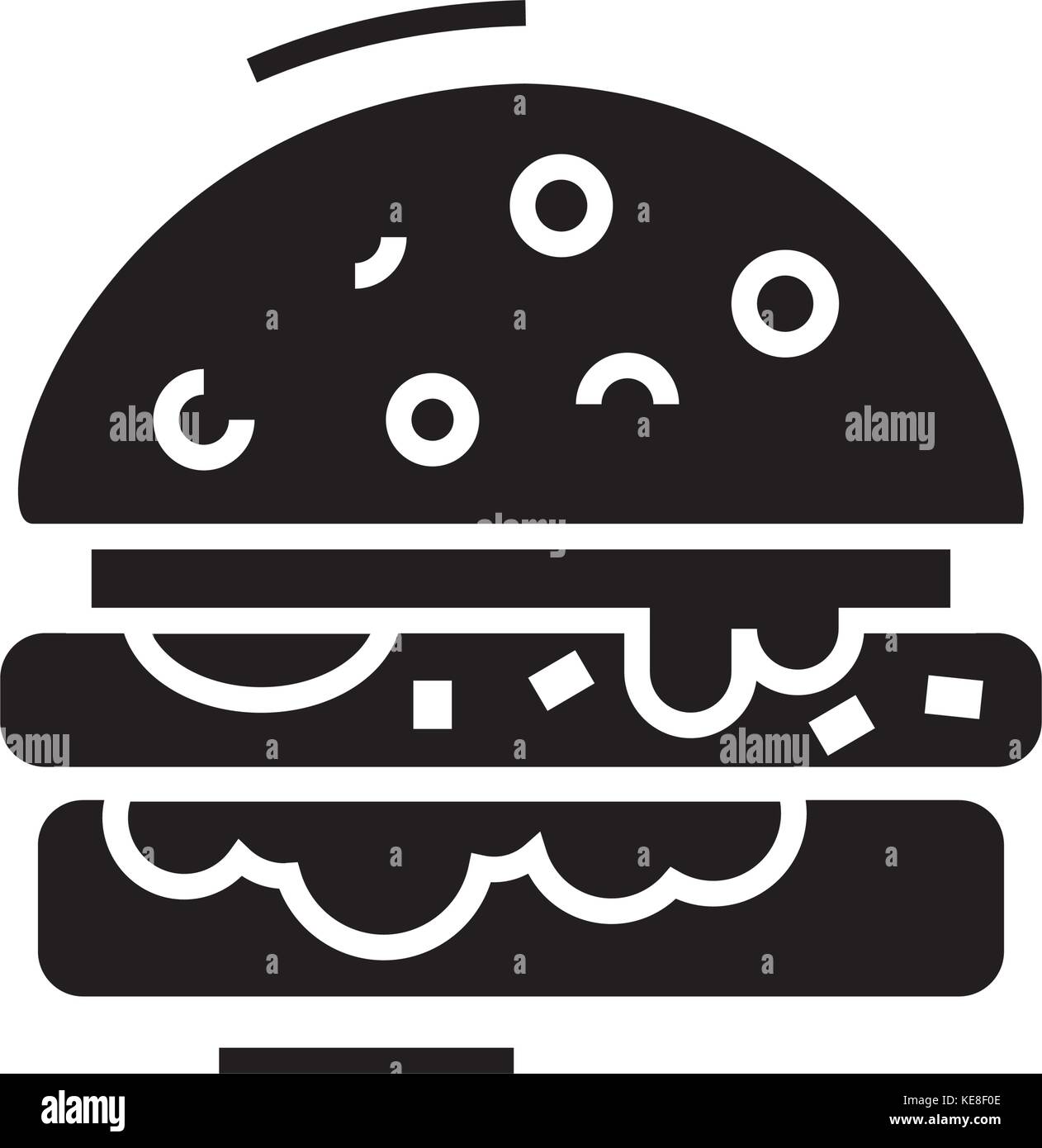 cheese burger line icon, vector illustration, black sign on isolated ...