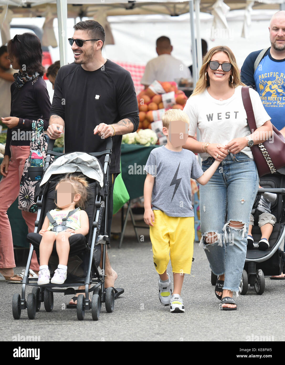 Hilary Duff goes to the Farmers Market with her son Luca Comrie, and