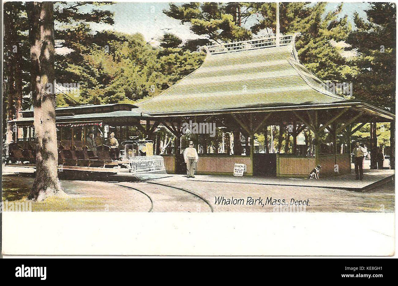 Whalom Park trolley station postcard Stock Photo Alamy