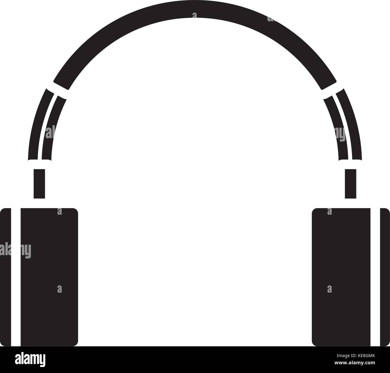 cute headphones icon, vector illustration, black sign on isolated