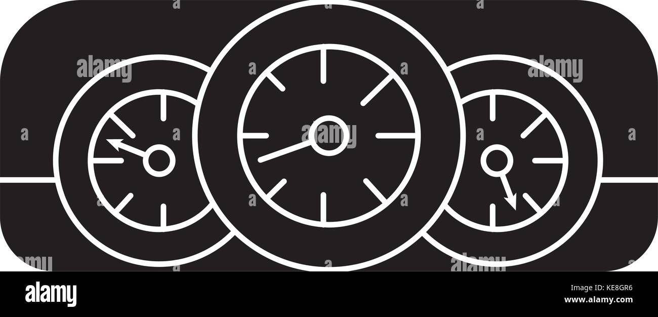 dashboard car icon, vector illustration, black sign on isolated ...