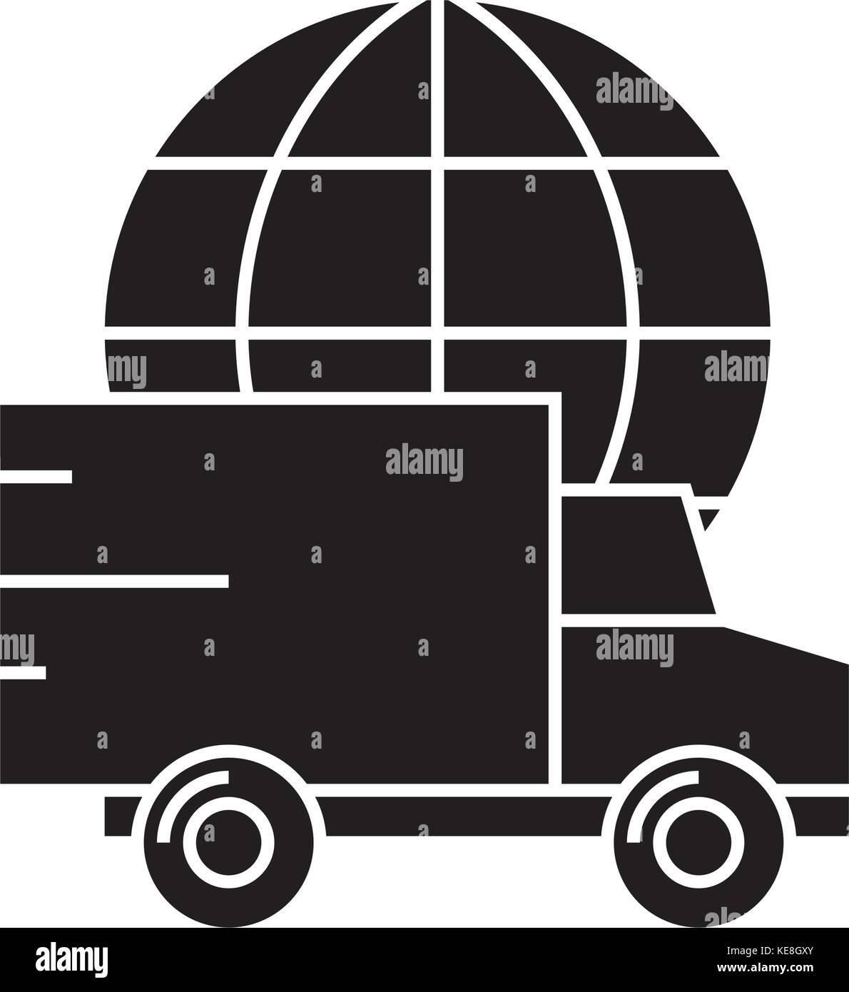 delivery worldwide icon, vector illustration, black sign on isolated ...