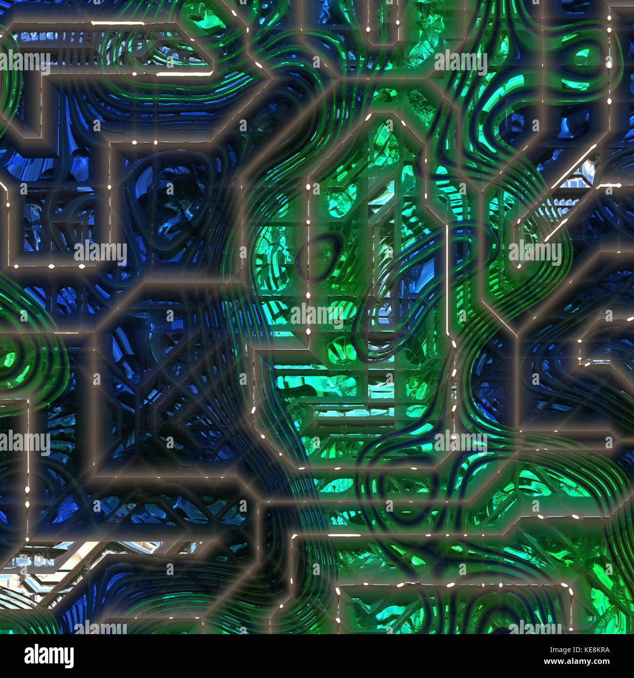 Detailed view of circuit board diagram for background Stock Photo
