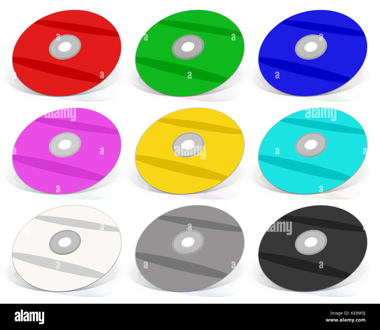 Many Colorful DVD's. RGB and CMYK DVD. Multimedia disks. Isolated on ...