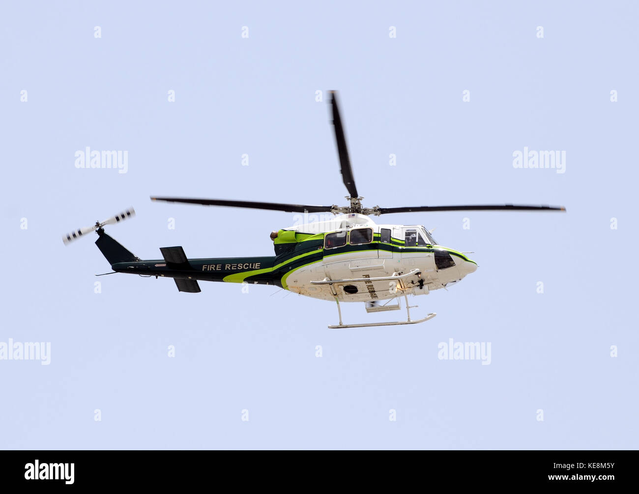 Modern helicopter equipped for fire rescue missions Stock Photo