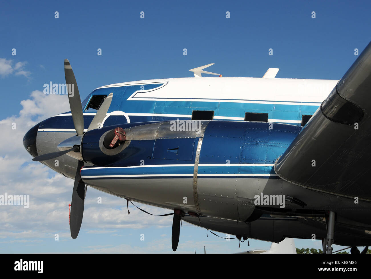 Classic turboprop airplane looking into the sky Stock Photo - Alamy