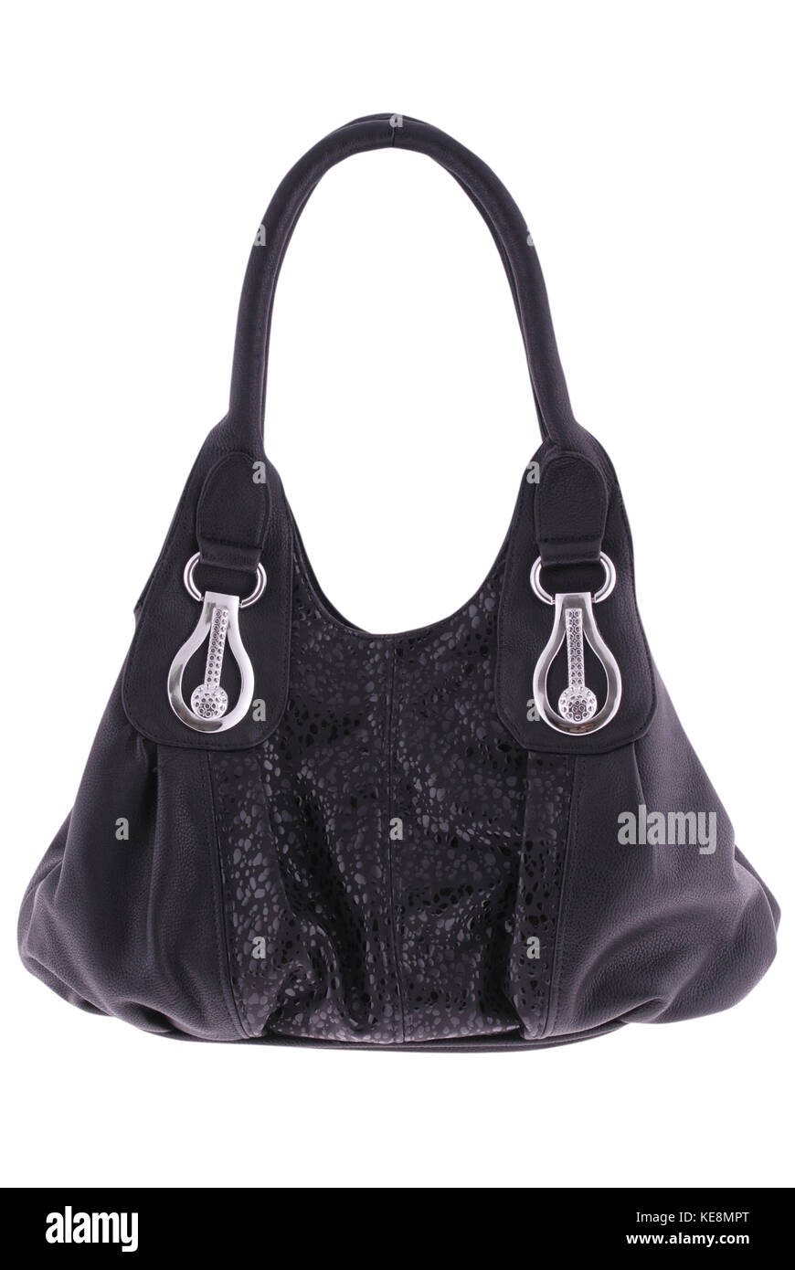 A Woman's Black Handbag Isolated On White Background Stock Photo - Alamy