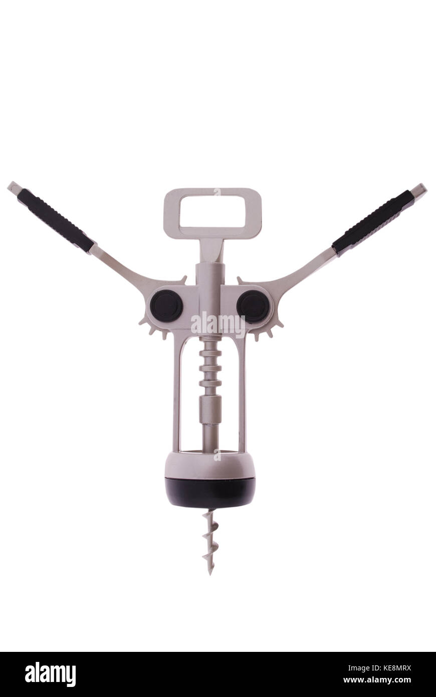 Metal cork screw isolated on white, clipping path included Stock Photo