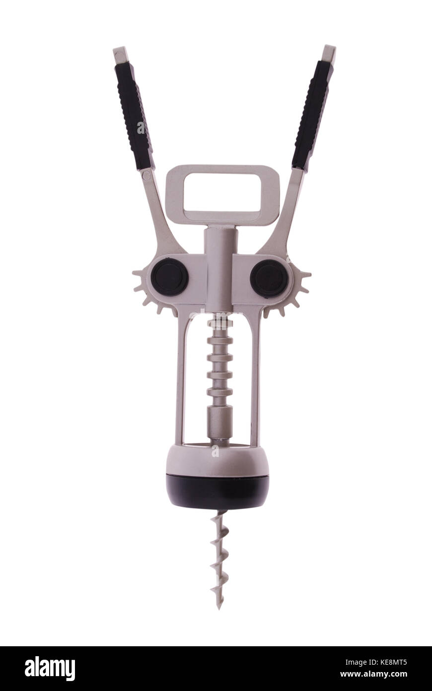 Metal cork screw isolated on white, clipping path included Stock Photo