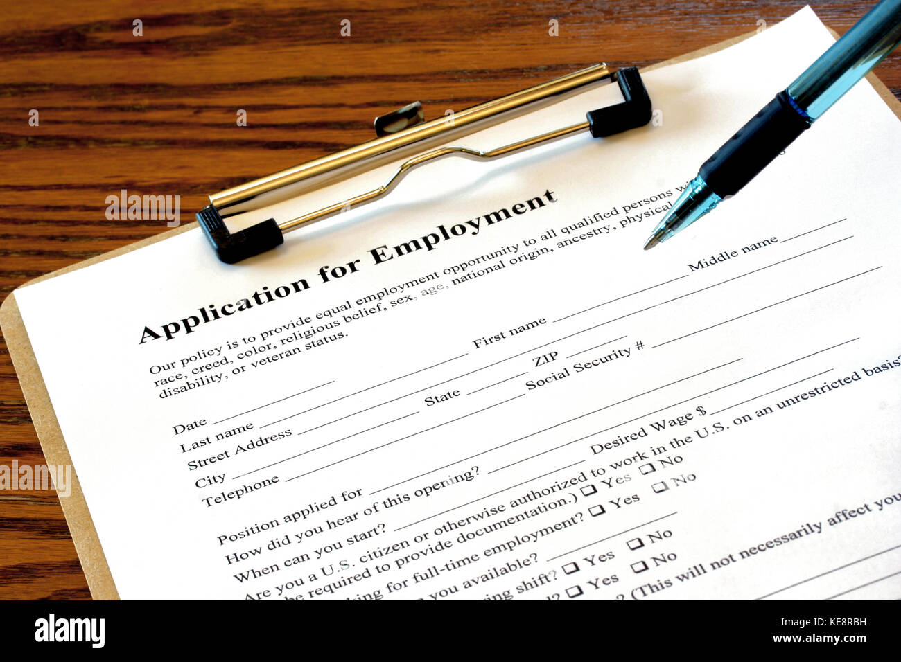 Employment application form hi-res stock photography and images - Alamy