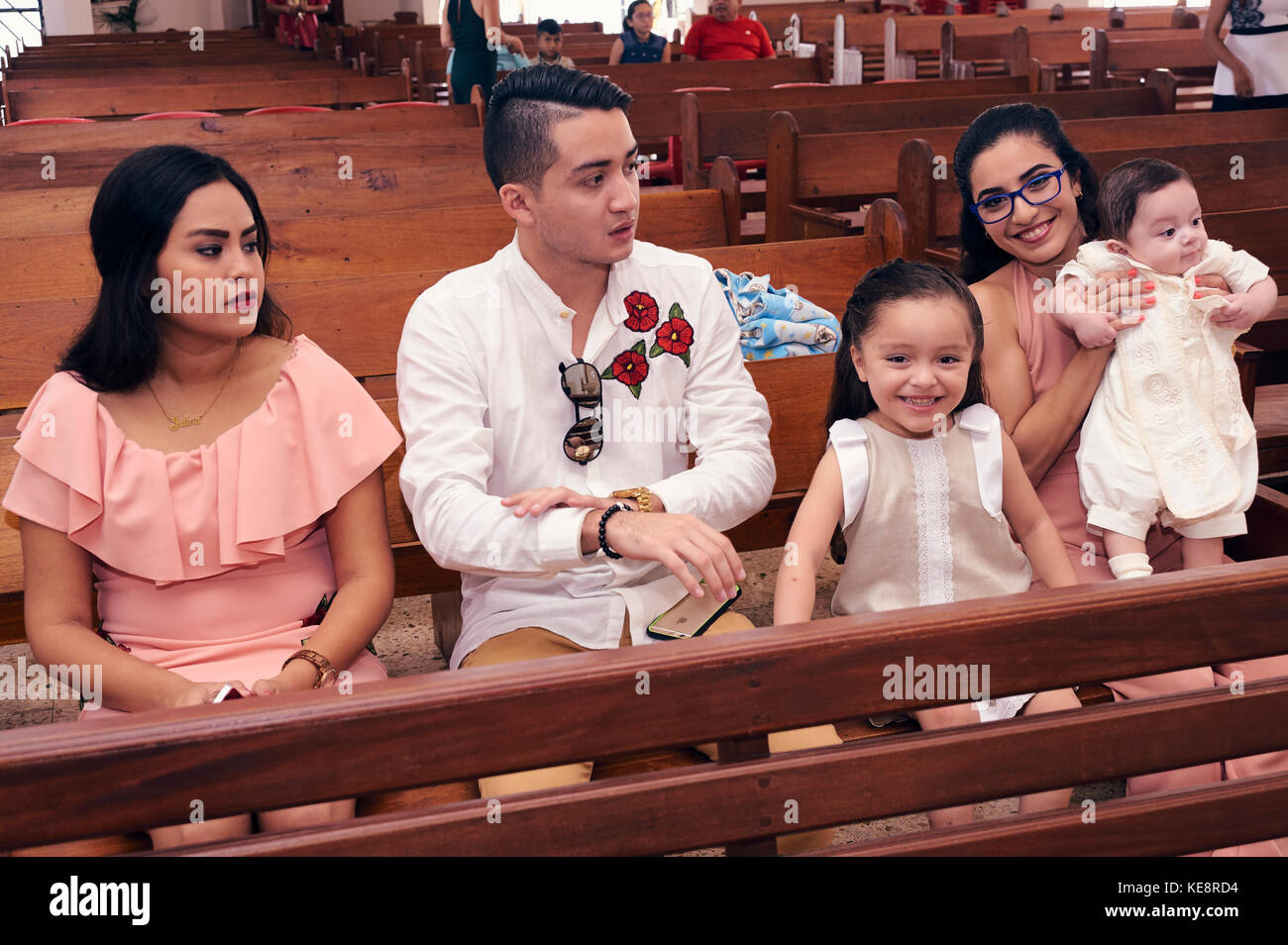 Baby baptism catholic church ceremony Stock Photo