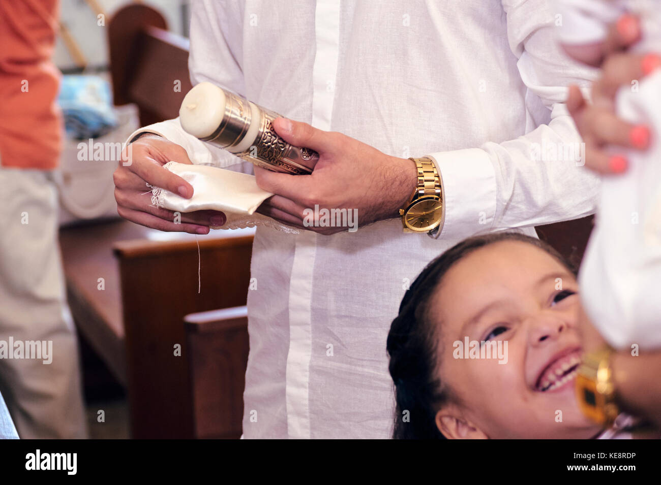 Baby baptism catholic church ceremony Stock Photo Alamy