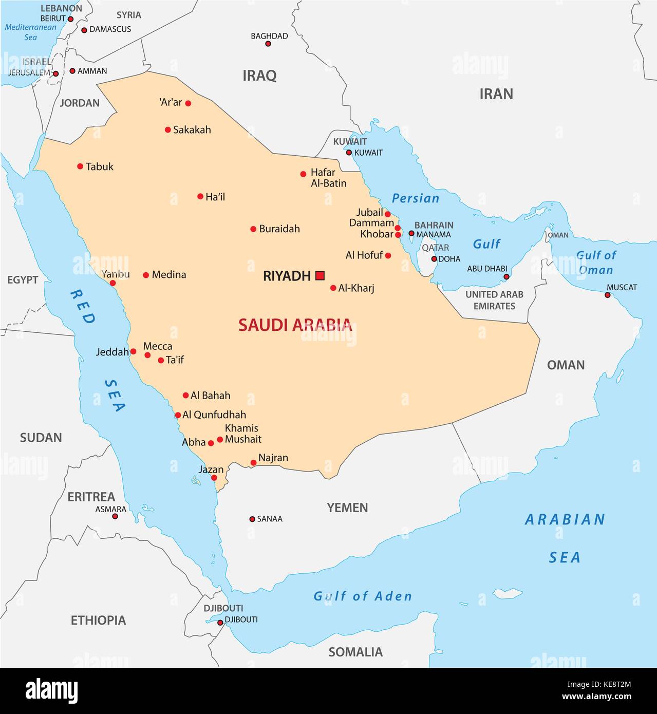 saudi arabia vector map Stock Vector