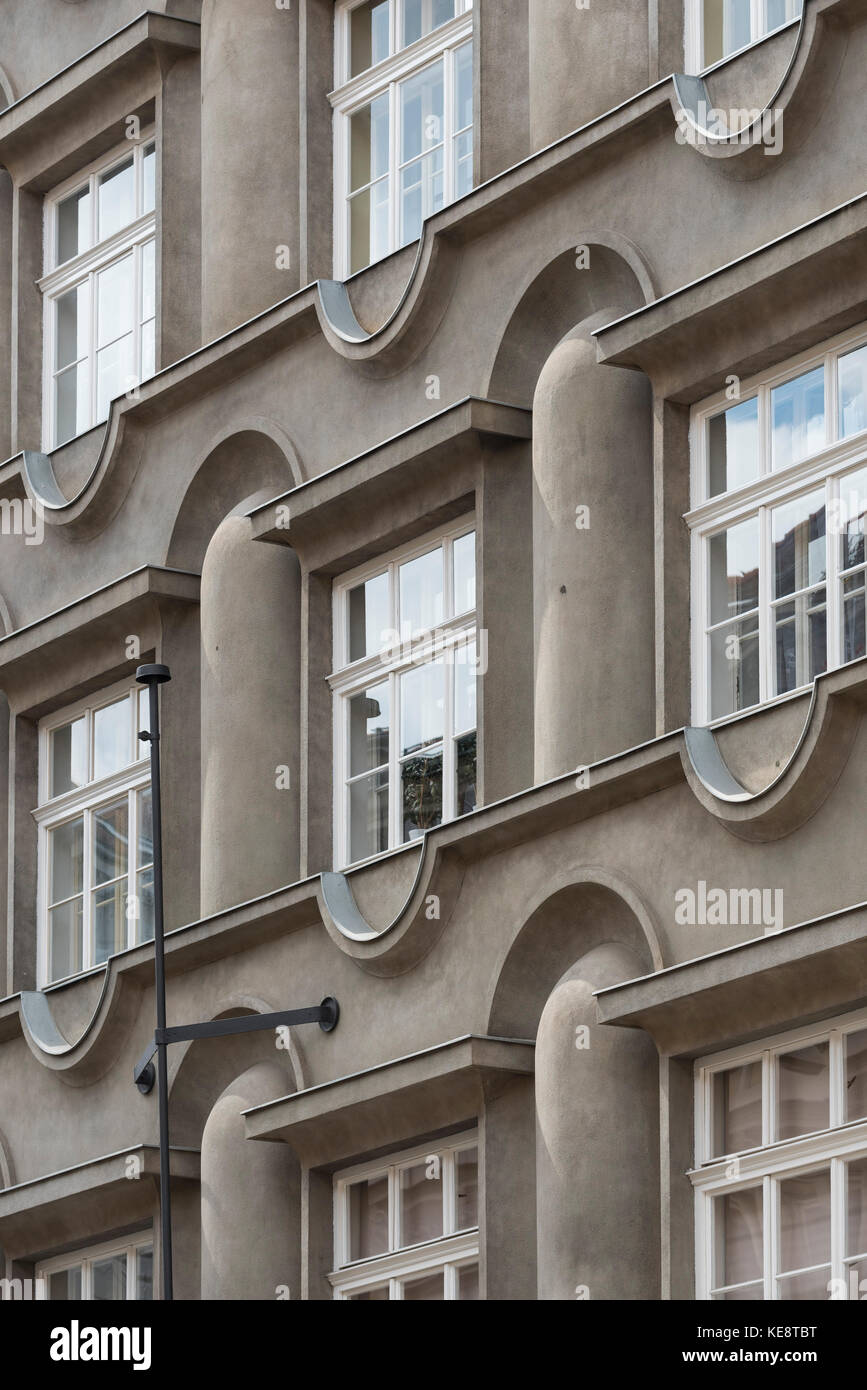 Prague. Czech Republic. Teachers' Cooperative Apartment building. Rondo-cubist architecture, designed by Czech architect Otakar Novotný 1923-1924. Stock Photo