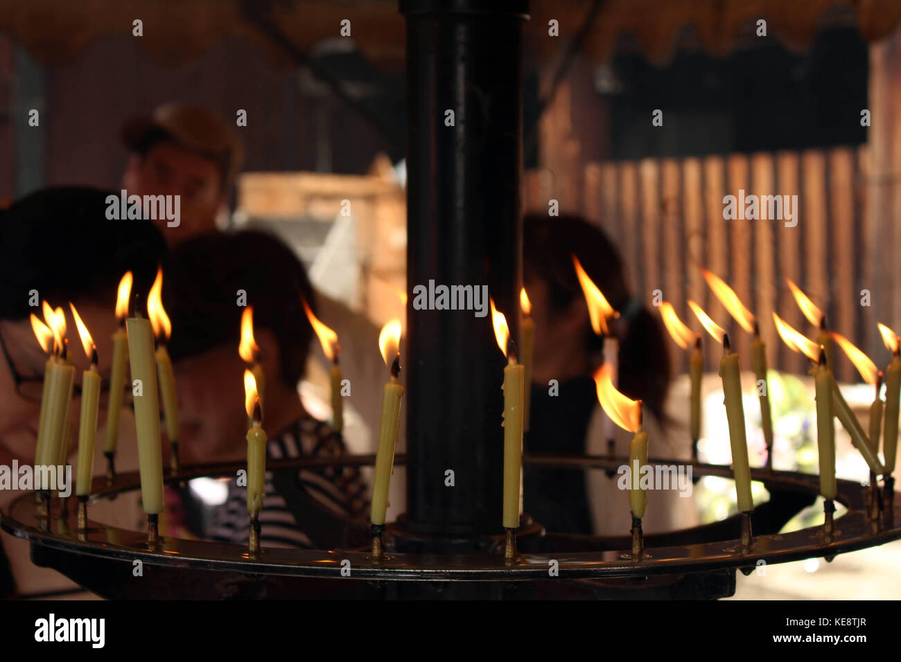 The candles used in a Shinto ritual in a Japanese shrine. Pic was taken ...