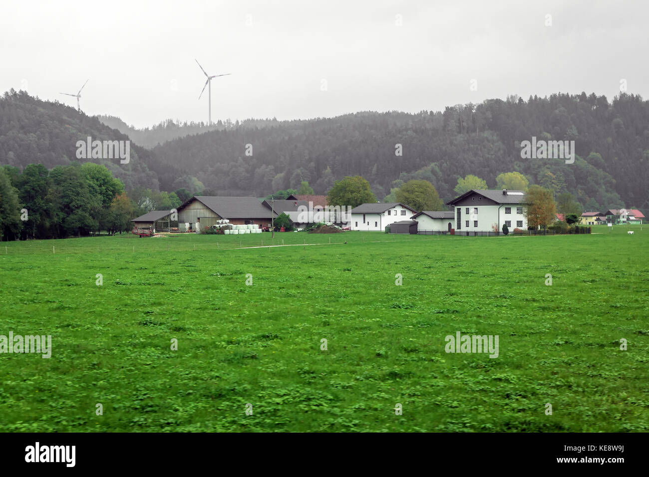Electricity generating wind turbine in Austria Stock Photo