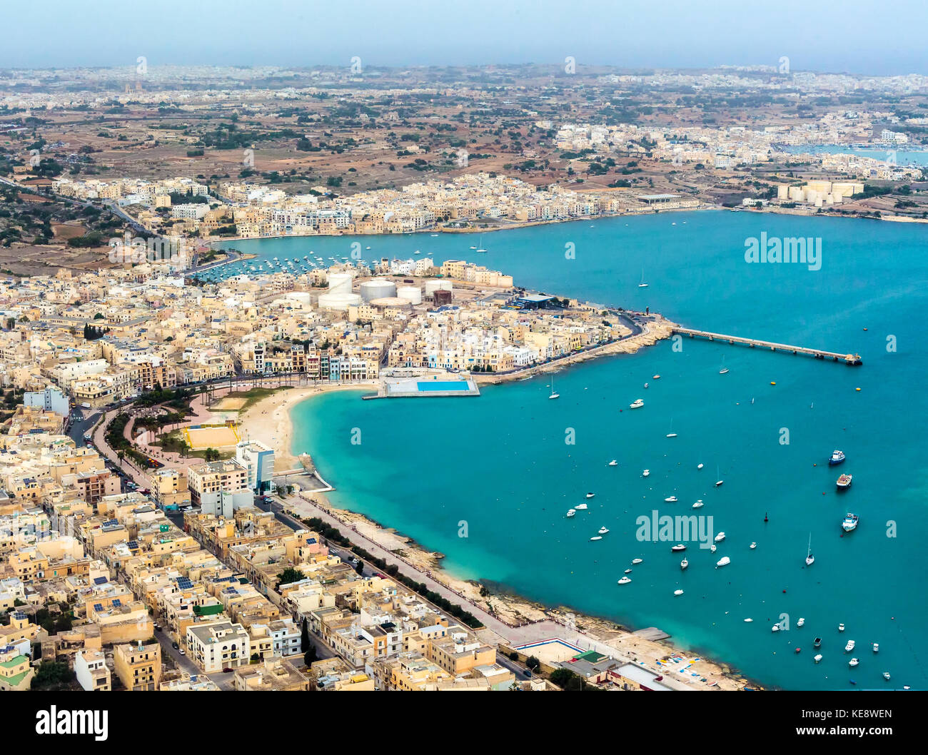Aerial shot of Birzebbugia and Pretty Bay in Malta Stock Photo Alamy