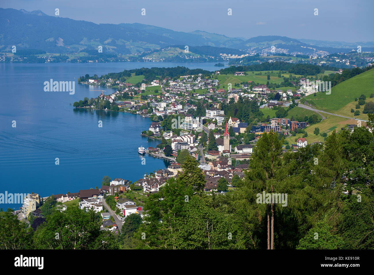 View of the village of Weggis on Lake Lucerne, Weggis, Canton Lucerne