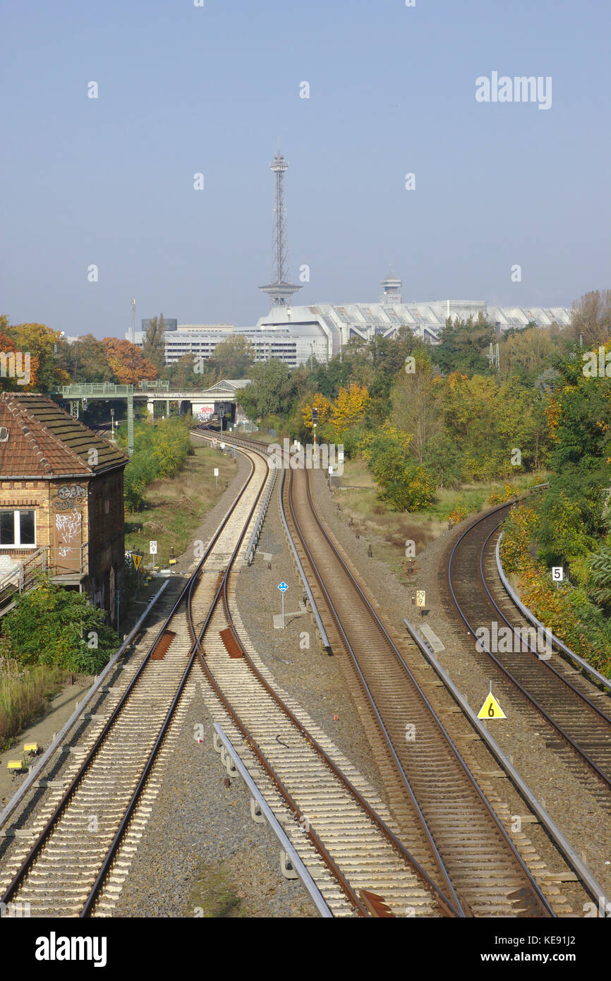 S-Bahn, ICC, Funkturm, Berlin Stock Photo