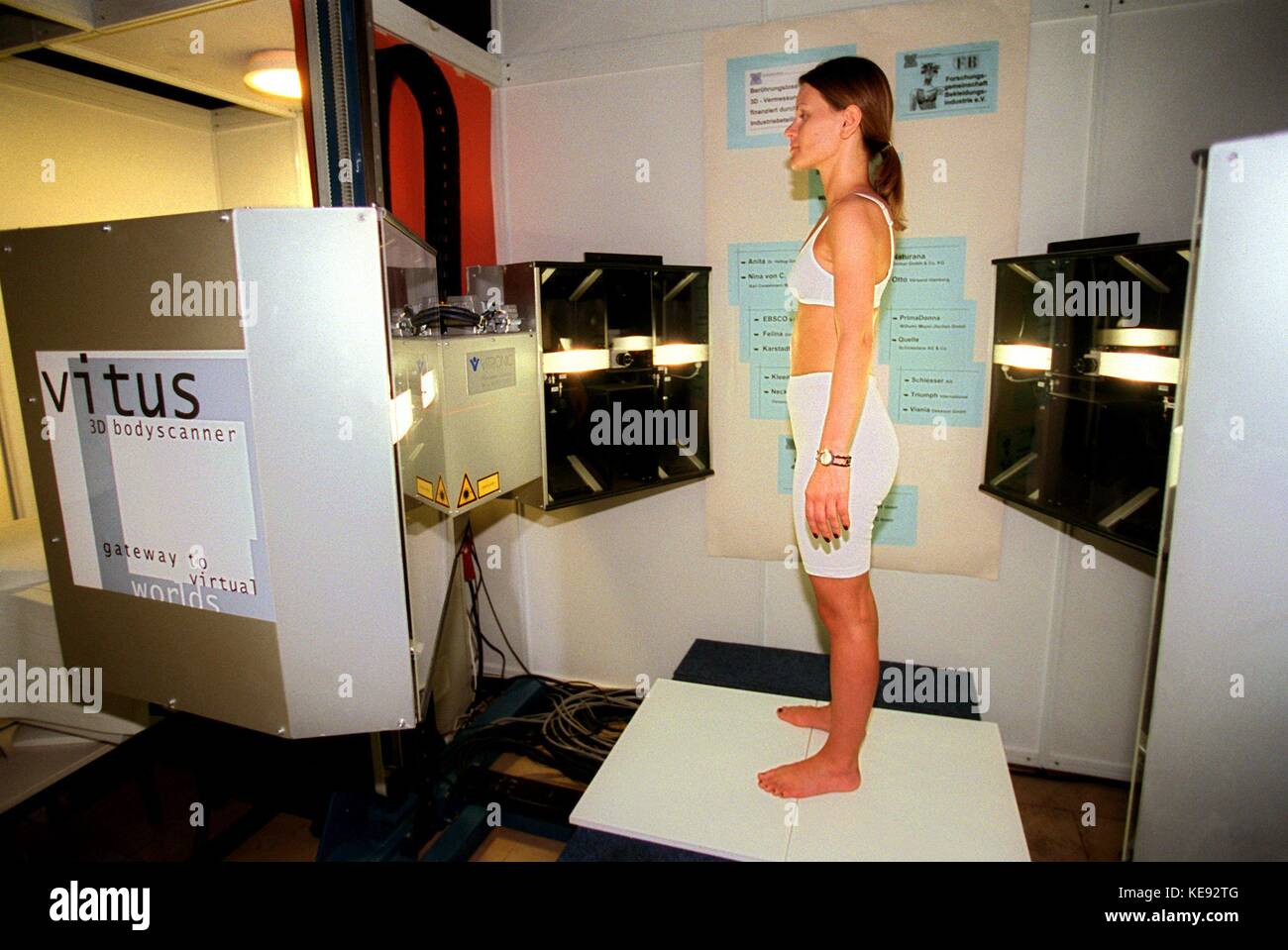 A woman is being measured with 3-D Scanner on 26 April 1999 at the ...
