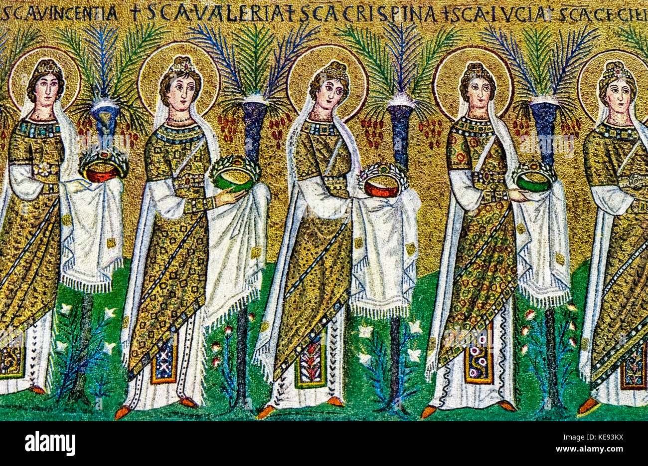 Italy Emilia Romagna Ravenna Sant Apollinare Nuovo -The Holy Virgins - after 526 Stock Photo