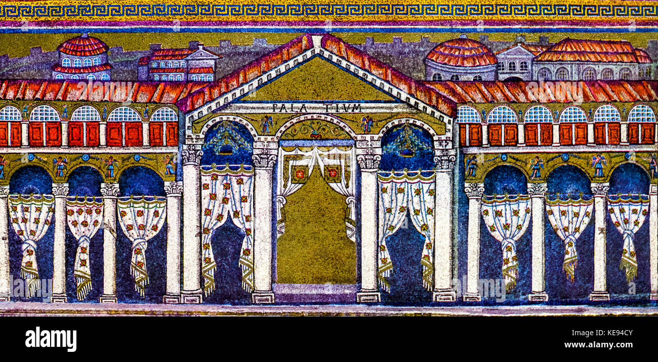 Italy Emilia Romagna Ravenna Sant Apollinare Nuovo - Palace of Theodoric - Mosaic of the nave -after 526 Stock Photo