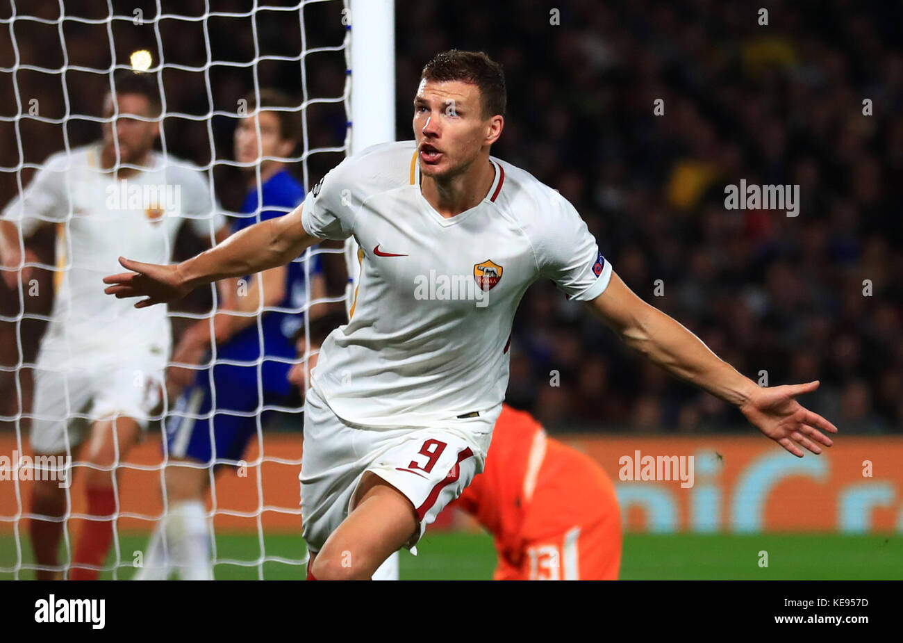 Romas edin dzeko celebrates scoring hi-res stock photography and images ...