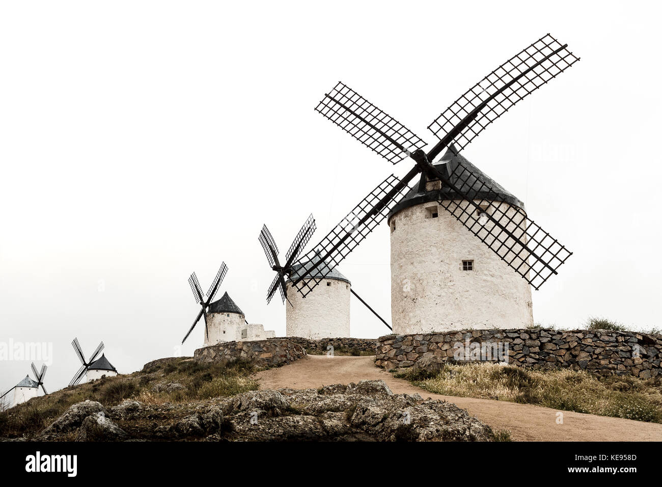 Old historic windmills in La Mancha, near Toledo, the land of Don