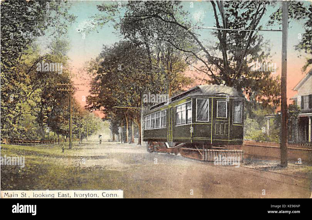 Trolley in Ivoryton 1911 postcard Stock Photo