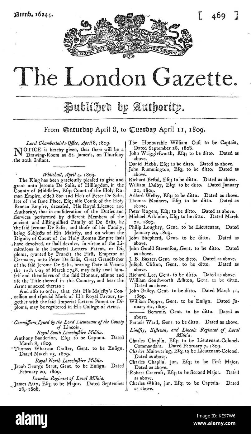 London gazette hires stock photography and images Alamy