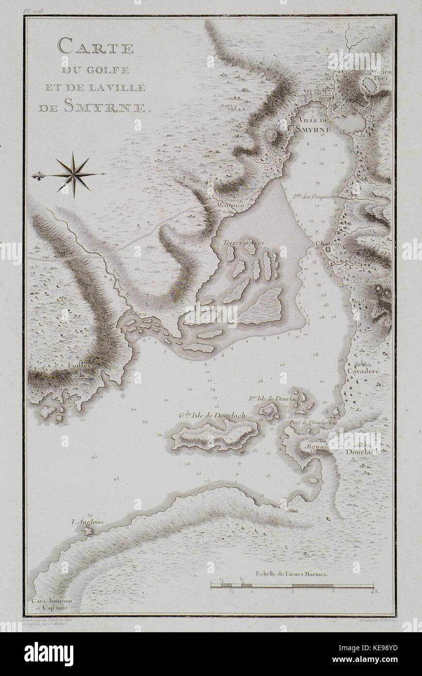 Carte du golfe et de la ville de Smyrne   Choiseul gouffier Gabriel Florent Auguste De   1782 Stock Photo