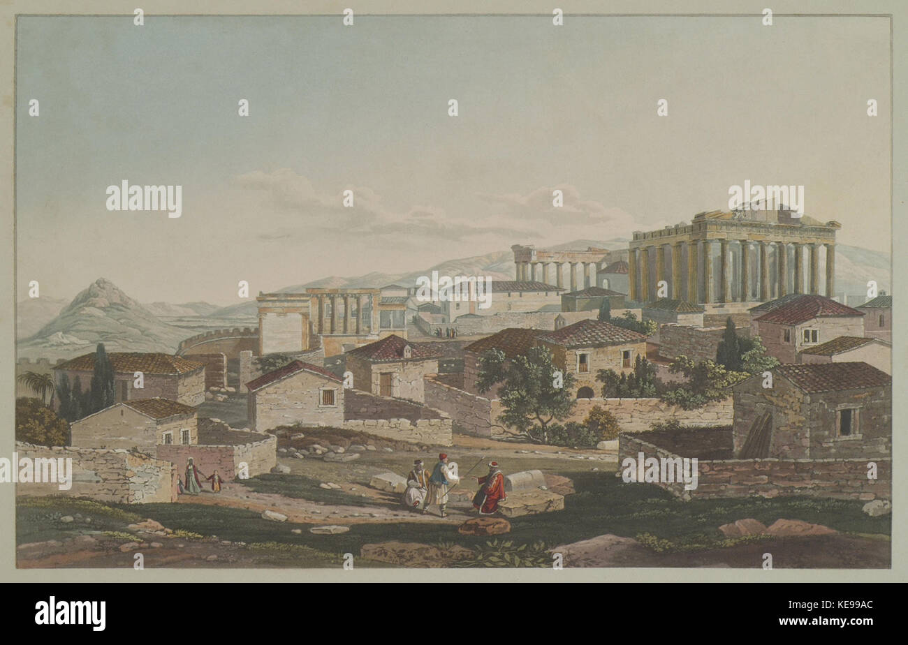 The west front of the Parthenon and the Erechtheion, from the Propylaea   Dodwell Edward   1819 Stock Photo