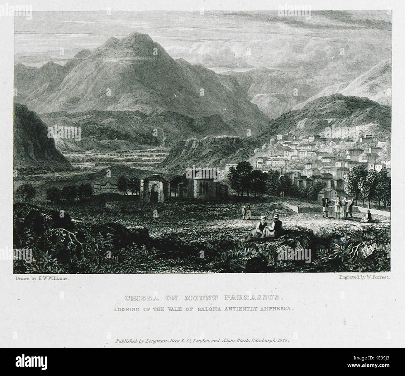 Crissa on Mount Parnassus Looking up the vale of Salona anciently Amphessa   Williams Hugh William   1829 Stock Photo