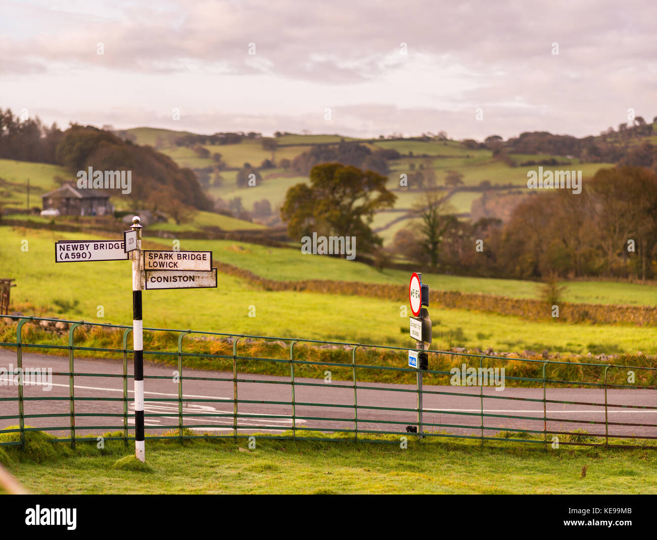 The signpost at Tottlebank Cross, showing me the way home! Stock Photo