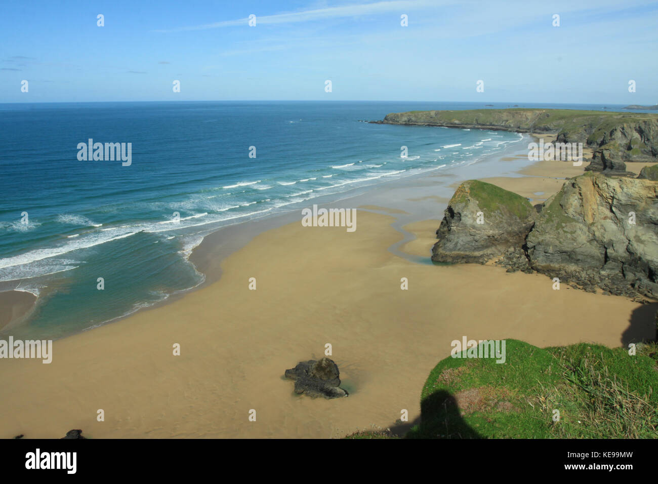 English coastal scene, Bedruthan Steps, Cornwall Stock Photo Alamy