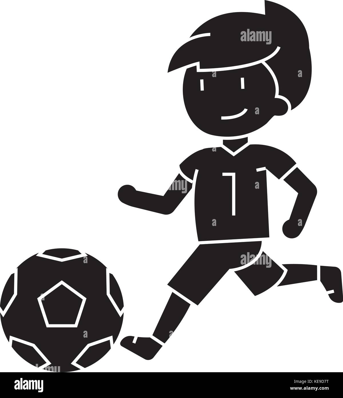 soccer boy playing football icon vector illustration sign on isolated KE9D7T