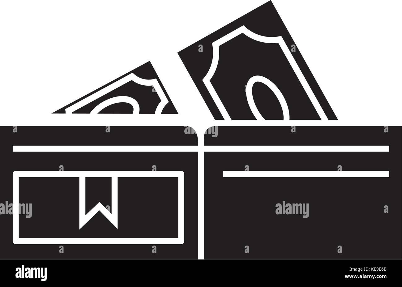 wallet with banknotes icon, vector illustration, sign on isolated ...