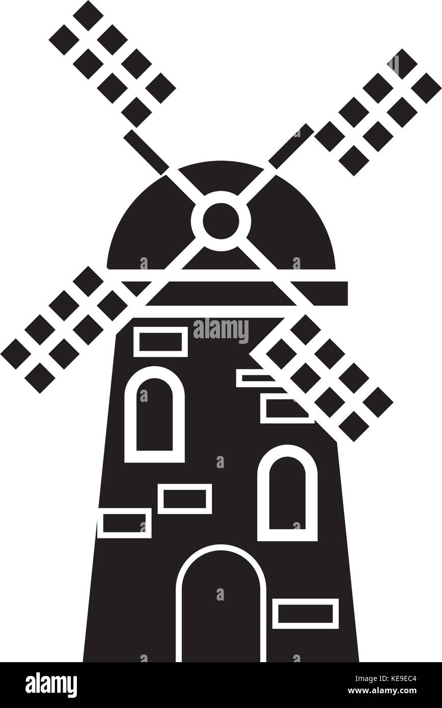 windmill icon, vector illustration, sign on isolated background Stock ...