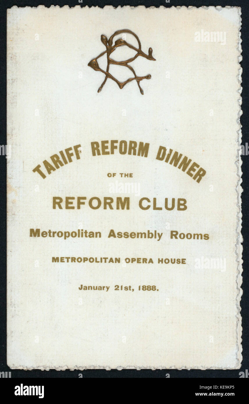 TARIFF REFORM DINNER (held by) REFORM CLUB (at) METROPOLITAN OPERA HOUSE (METROPOLITAN ASSEMBLY ROOMS) (NYPL Hades 269654 474304) Stock Photo