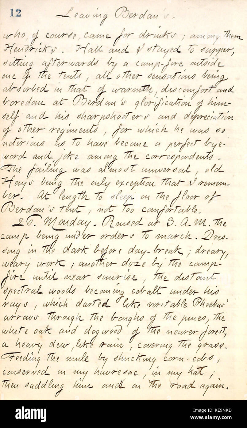 Thomas Butler Gunn Diaries  Volume 20, page 19, May 25, 1862 Stock Photo