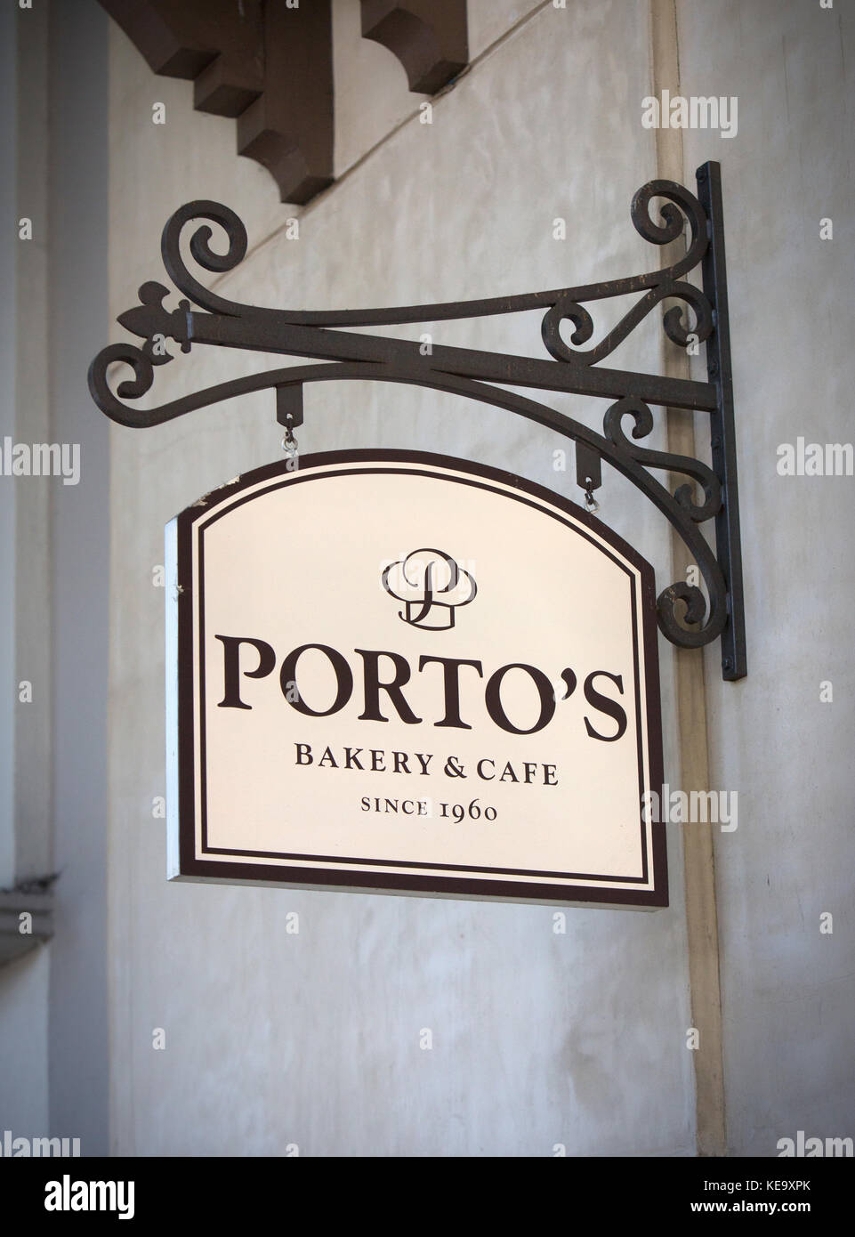 Exterior views of Porto's Bakery & Cafe in Burbank, CA Stock Photo