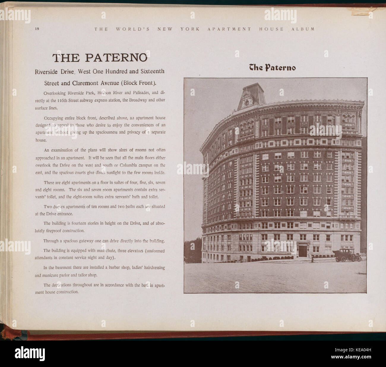 The Paterno. Riverside Drive, West One Hundred and Sixteenth Street and Claremont Avenue (Block Front) (NYPL b11389518 417219) Stock Photo