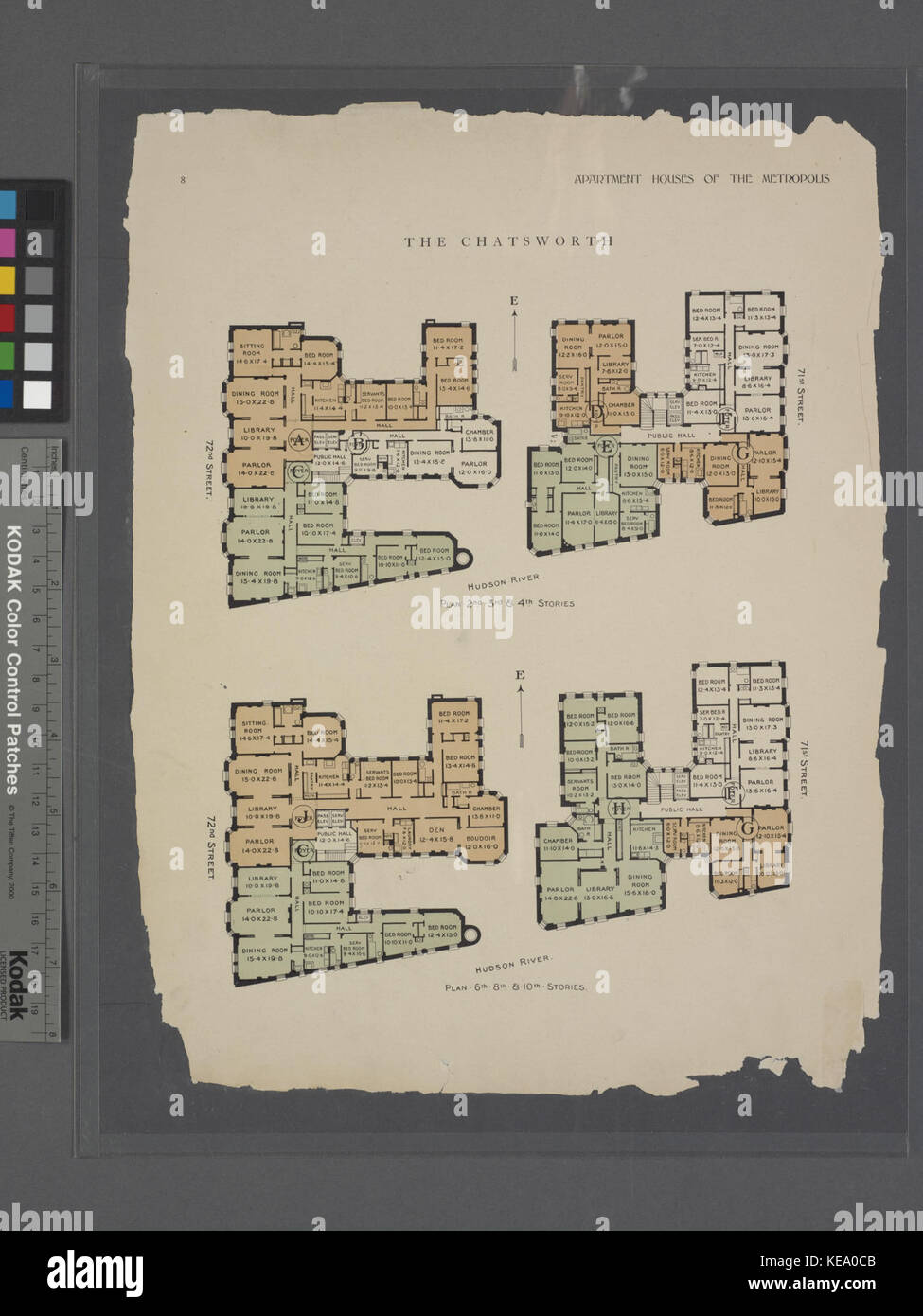 The Chatsworth. Plan   2nd, 3rd & 4th Stories; Plan   6th, 8th & 10th Stories (NYPL b12647274 464814) Stock Photo