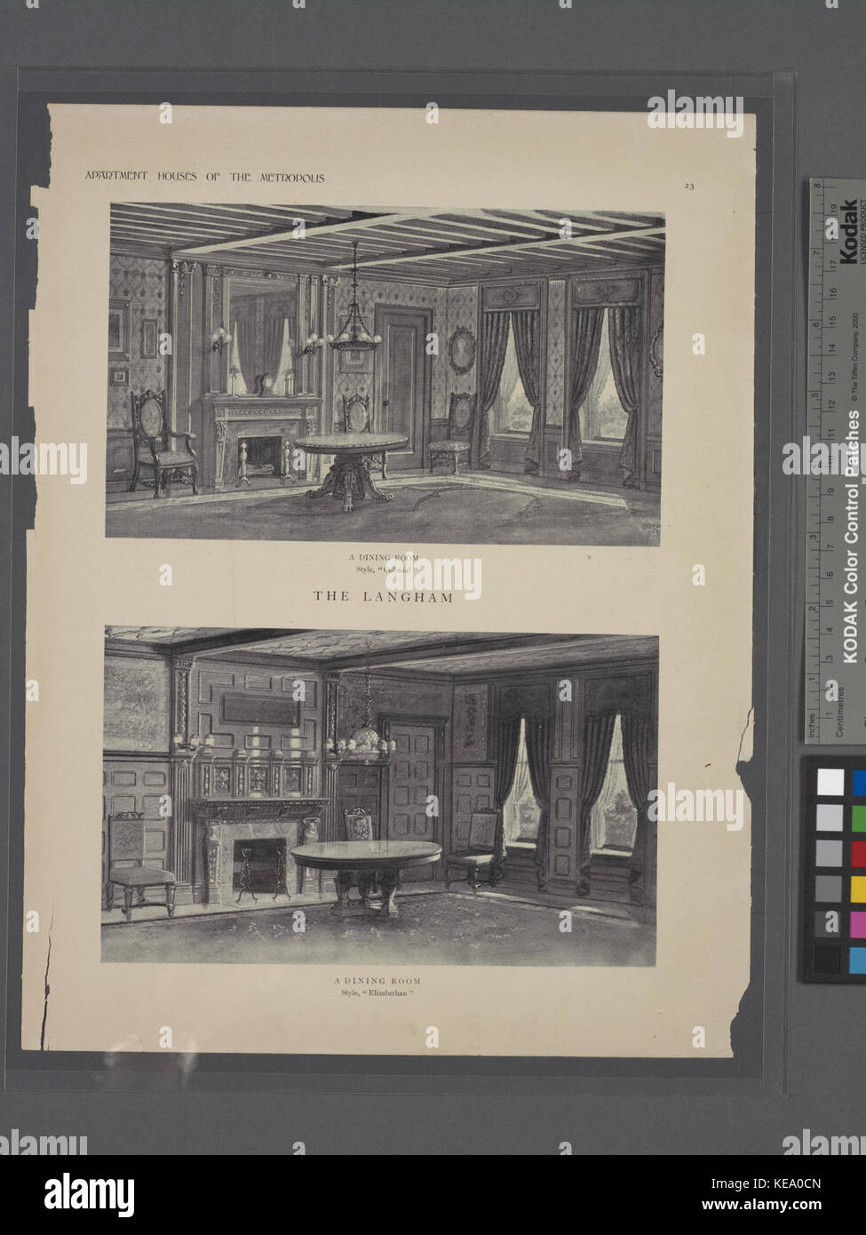 The Langham. A dining room (style, 'Colonial'); A dining room (style ...