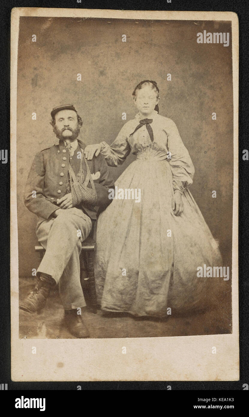 Unidentified soldier in Confederate uniform with wife Stock Photo
