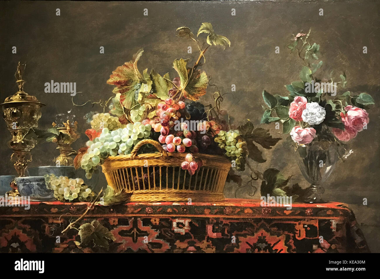 Still Life with Fruit and Flowers Stock Photo - Alamy