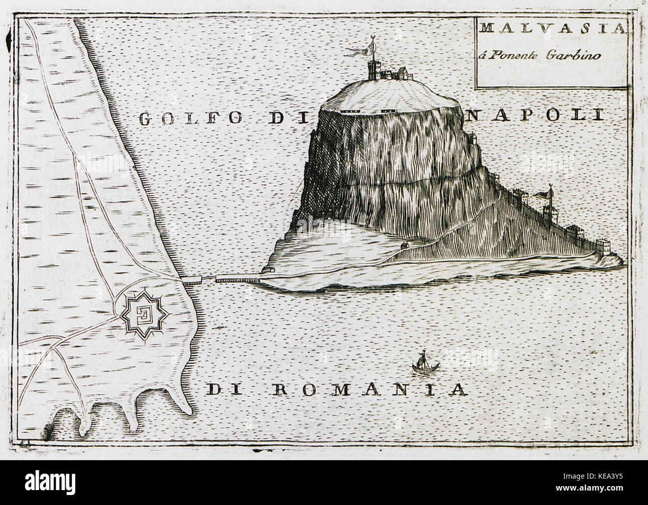 A detailed map of Monemvasia, created by the Venetian cartographer ...