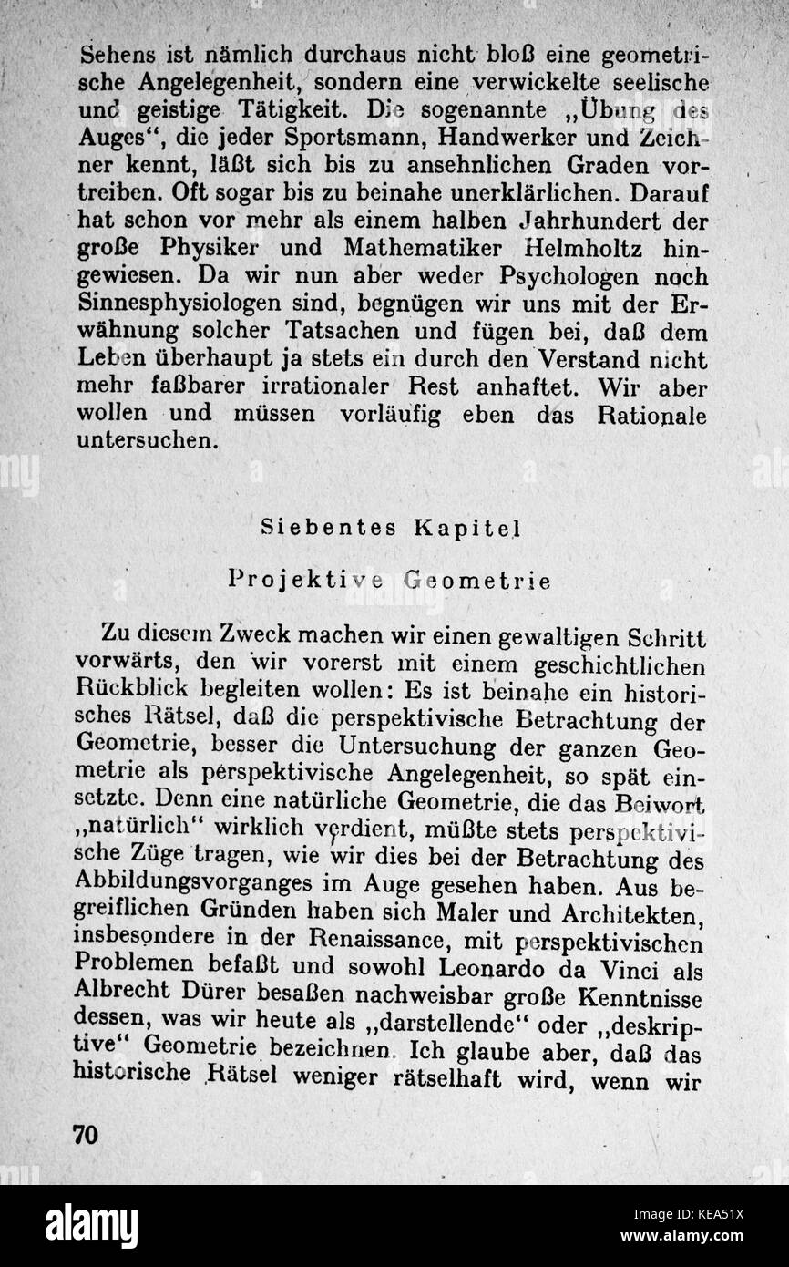 This page, labeled 'Vom Punkt zur Vierten Dimension' (From the Point to the Fourth Dimension), explores concepts of geometry and physics, particularly the fourth dimension, in a visual or theoretical context. Stock Photo